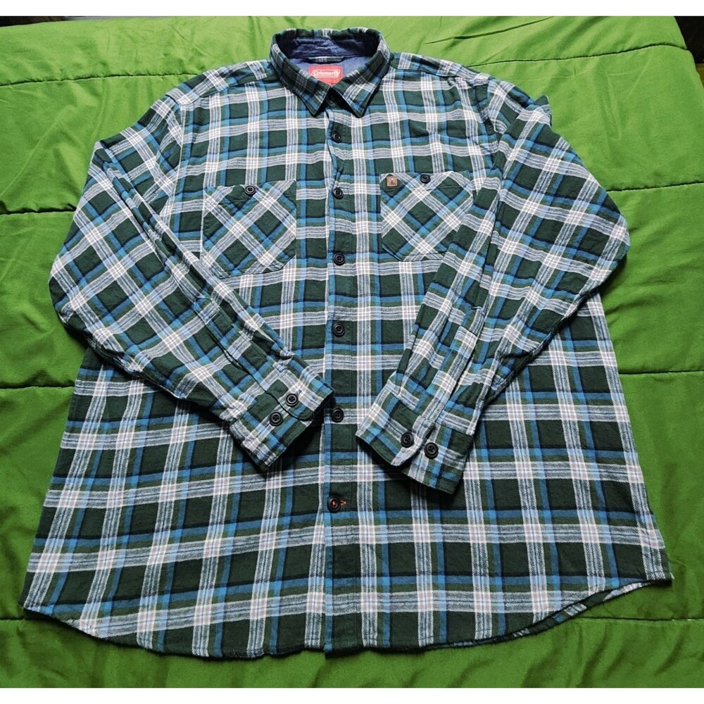 Coleman Plaid Long Sleeve Flannel Button Up Men's Shirt Size XXL